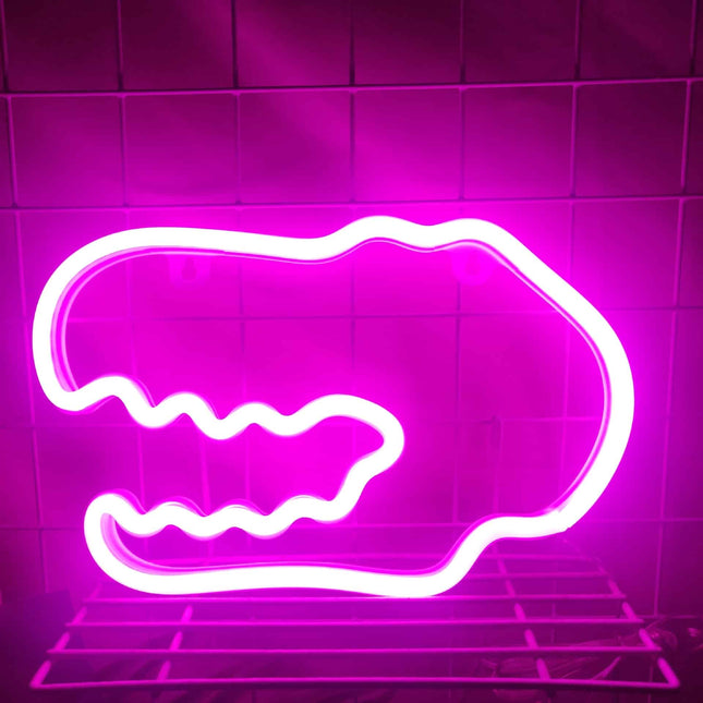 Dinosaurus kop neon LED wanddecoratie