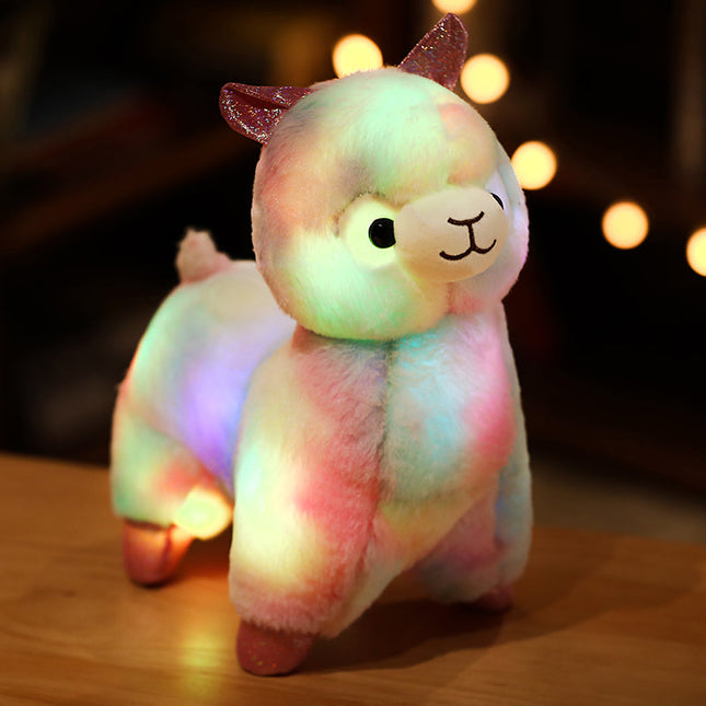 Lichtgevende lama knuffel met LED-verlichting