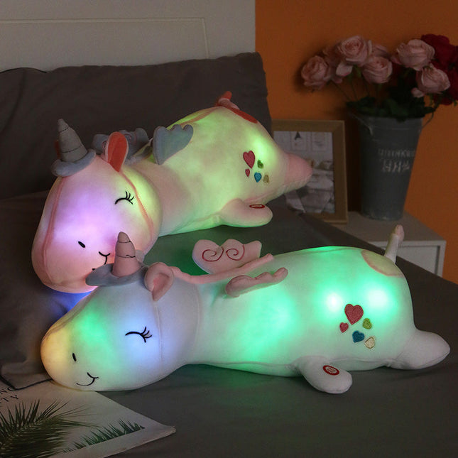 Lichtgevende eenhoorn knuffel met LED licht