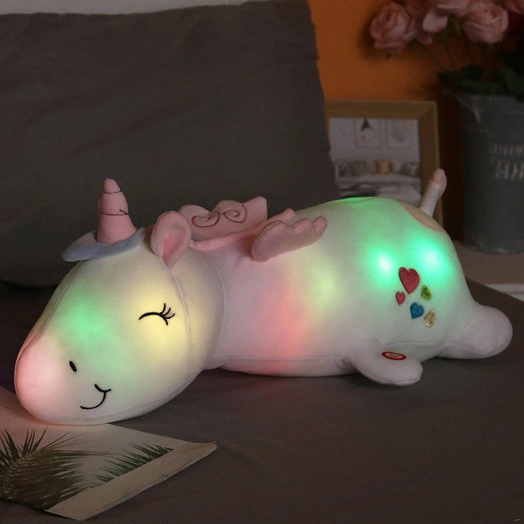 Lichtgevende eenhoorn knuffel met LED licht
