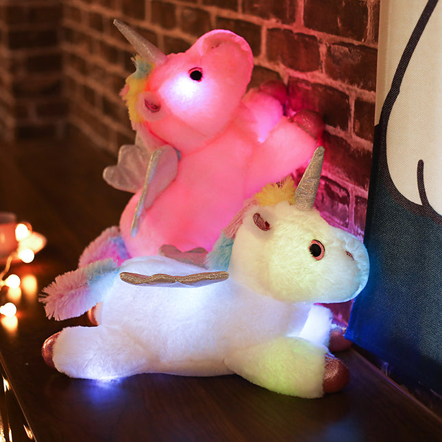 Gevleugelde eenhoorn knuffel met lichtjes