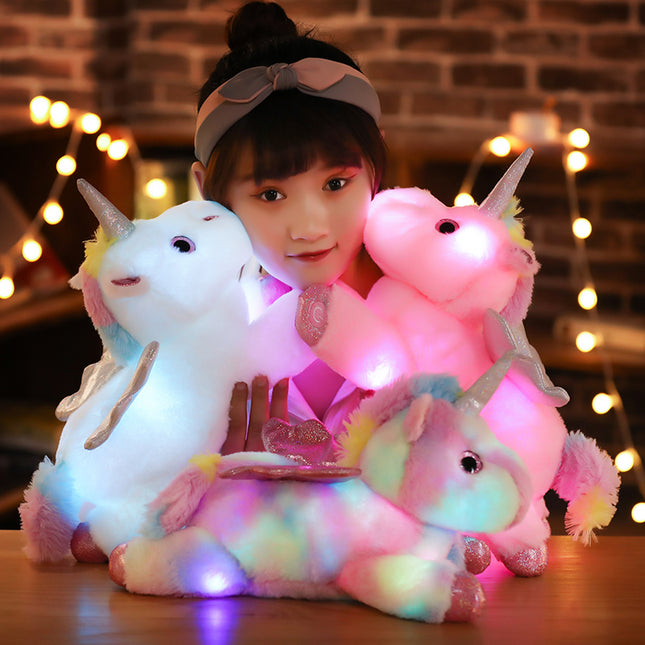 Gevleugelde eenhoorn knuffel met lichtjes