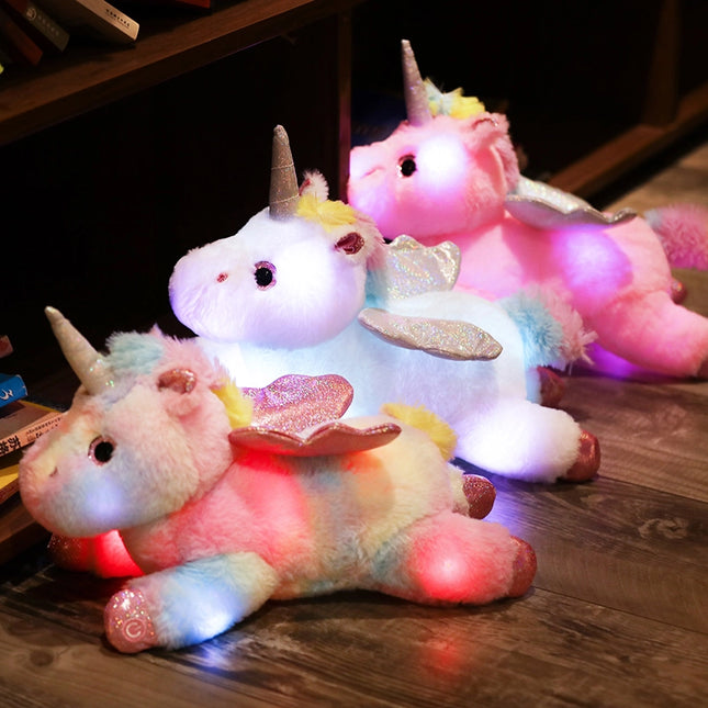 Gevleugelde eenhoorn knuffel met lichtjes