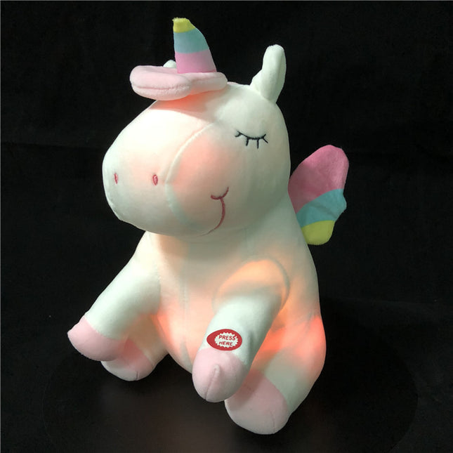 Zachte eenhoorn knuffel met LED verlichting