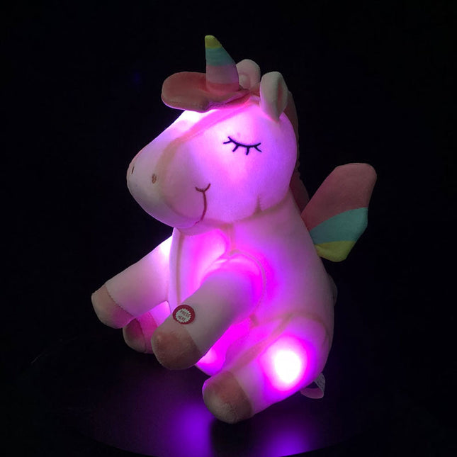 Zachte eenhoorn knuffel met LED verlichting