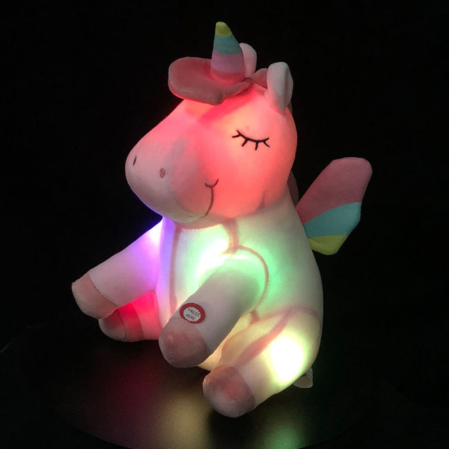 Zachte eenhoorn knuffel met LED verlichting
