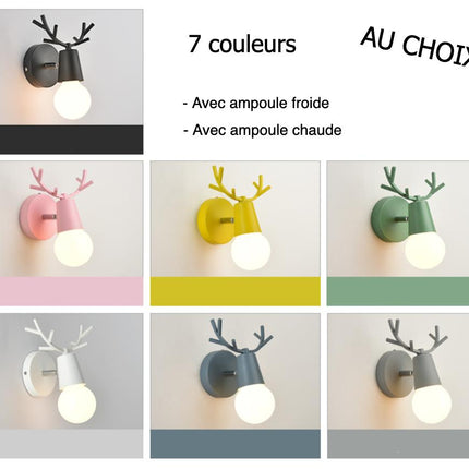 Metalen wandlamp hertengewei voor kinderkamer