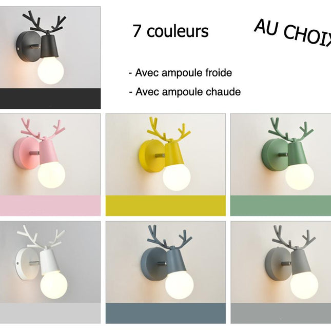 Metalen wandlamp hertengewei voor kinderkamer