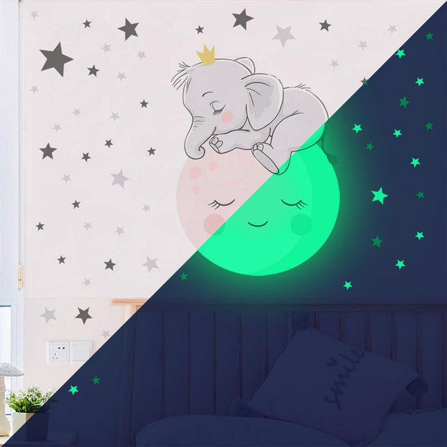 Lichtgevende muursticker olifant voor baby