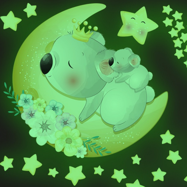 Lichtgevende muursticker koala en sterren