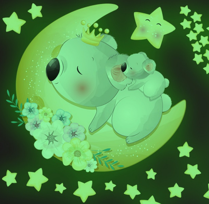 Lichtgevende muursticker koala en sterren