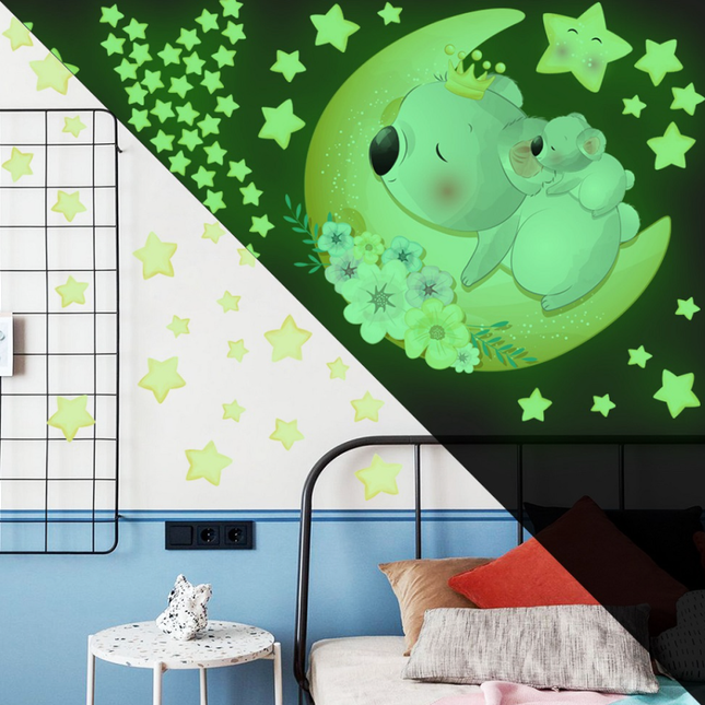 Lichtgevende muursticker koala en sterren