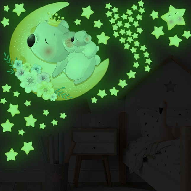 Lichtgevende muursticker koala en sterren