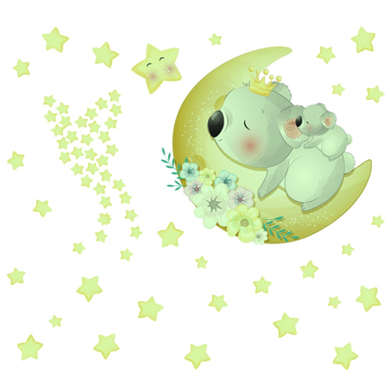 Lichtgevende muursticker koala en sterren