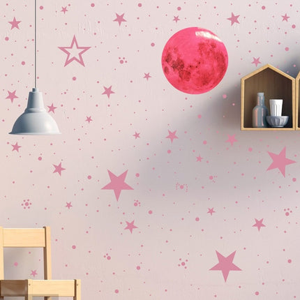 Roze lichtgevende muurstickers maan sterren