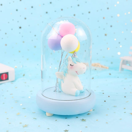 Eenhoorn nachtlampje met ballonnen in stolp