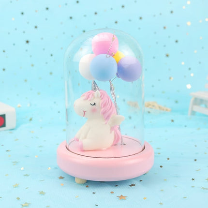 Eenhoorn nachtlampje met ballonnen in stolp