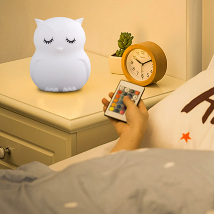 Oplaadbaar uil nachtlampje met afstandsbediening