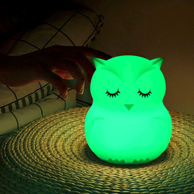 Oplaadbaar uil nachtlampje met afstandsbediening