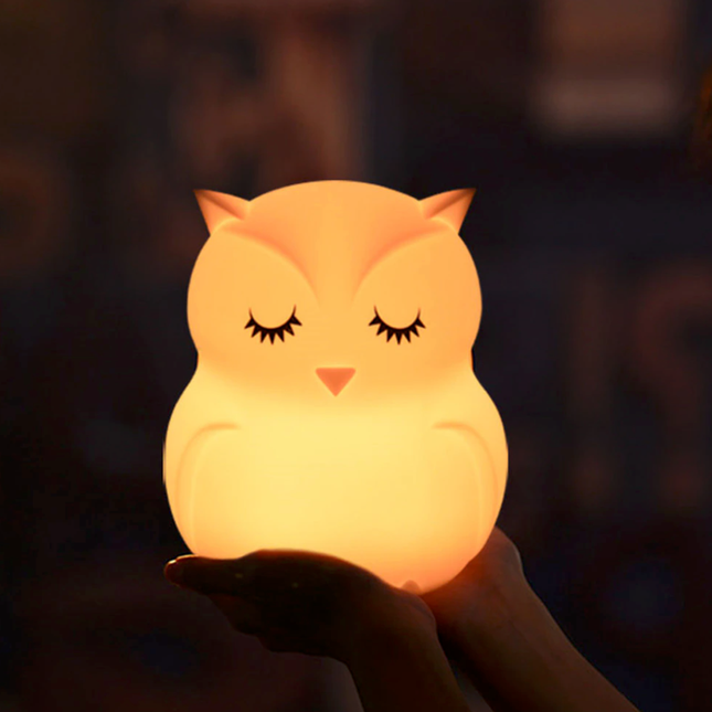 Oplaadbaar uil nachtlampje met afstandsbediening