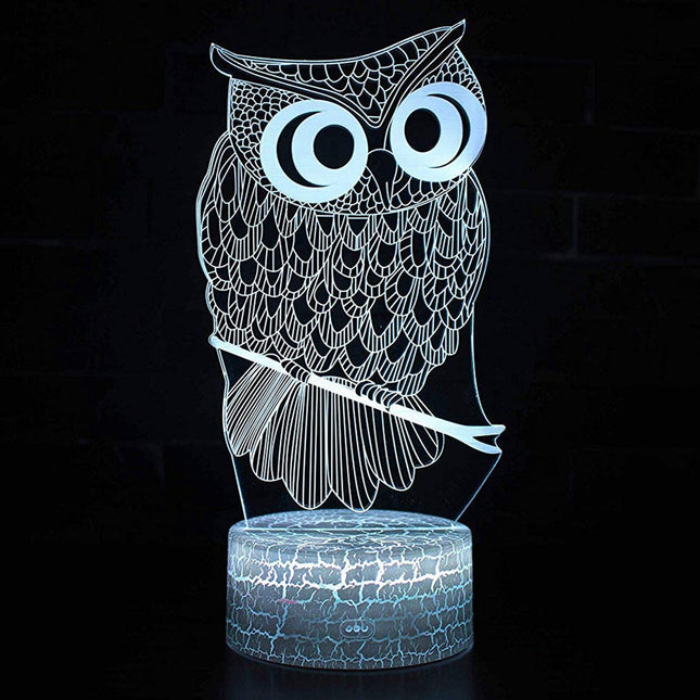 3D illusie nachtlamp uil 7 kleuren