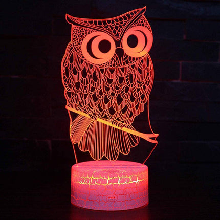 3D illusie nachtlamp uil 7 kleuren