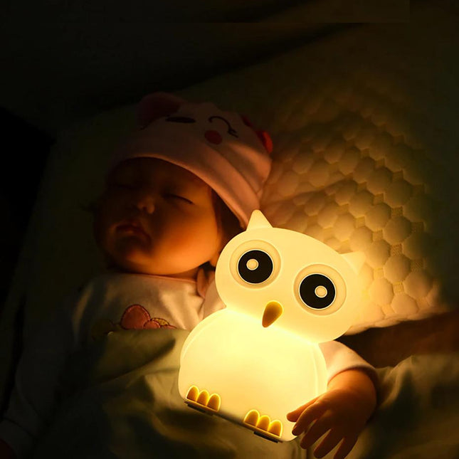 Zacht siliconen LED nachtlampje uil