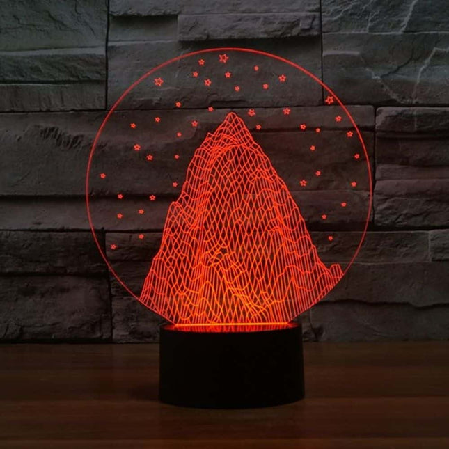 3D illusie nachtlamp berg met sterren