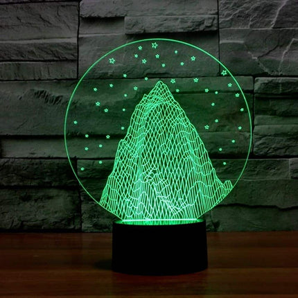 3D illusie nachtlamp berg met sterren