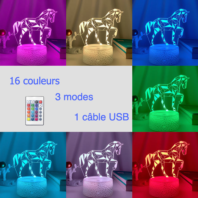 3D illusie LED nachtlamp paard