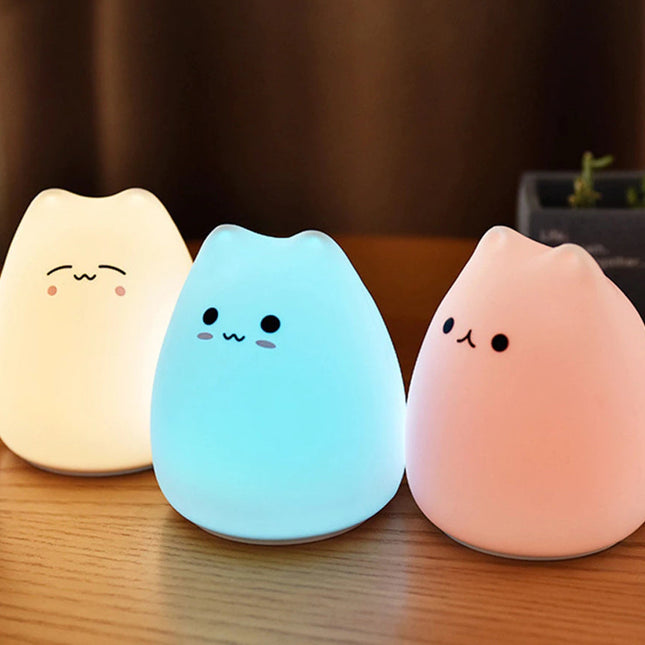 Zacht siliconen nachtlampje in kattenvorm