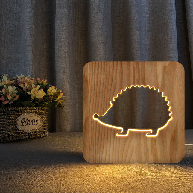 Houten design egel lamp voor nachtkastje