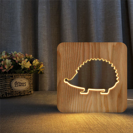 Houten design egel lamp voor nachtkastje