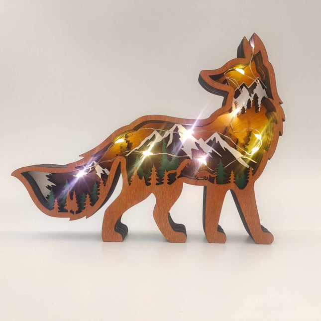 Houten 3D vos decoratie lamp