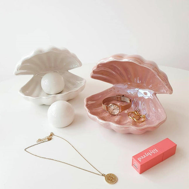 Decoratieve schelp nachtlamp met parel
