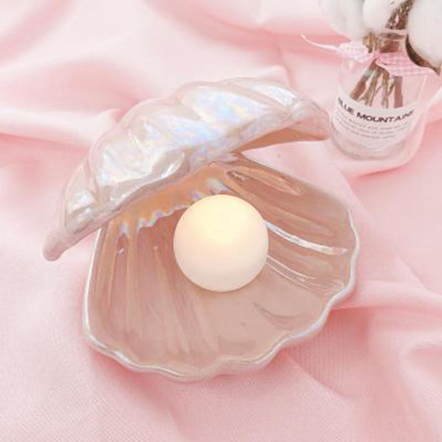 Decoratieve schelp nachtlamp met parel
