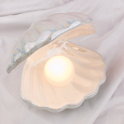 Decoratieve schelp nachtlamp met parel