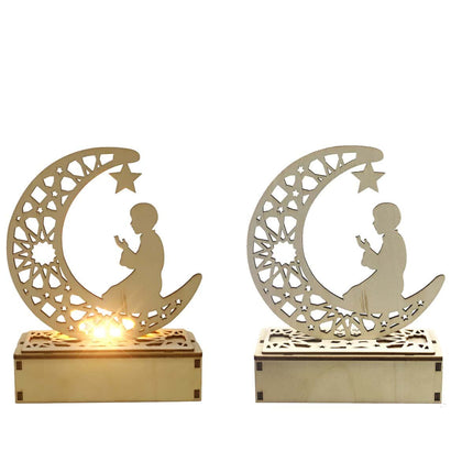 Houten Islamitische maan decoratie lamp