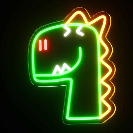 Groen dinosaurus T-Rex neon bord