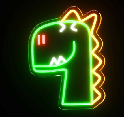 Groen dinosaurus T-Rex neon bord