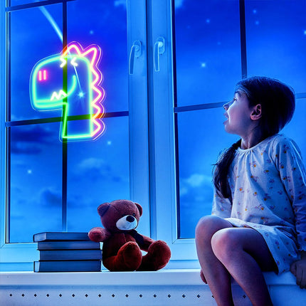 Groen dinosaurus T-Rex neon bord