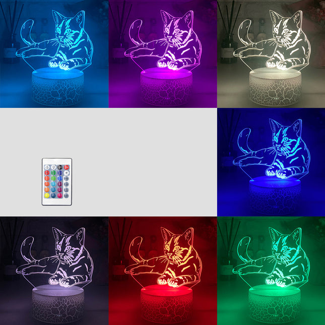 3D illusie nachtlampje van een kat