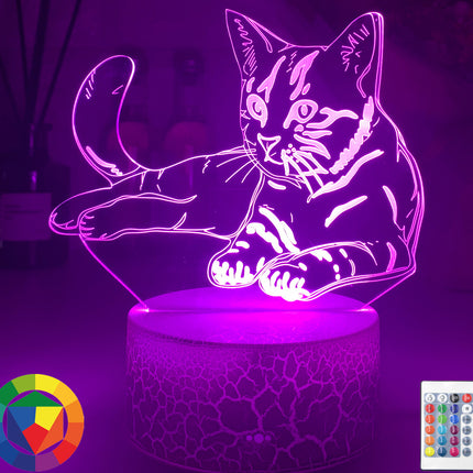 3D illusie nachtlampje van een kat