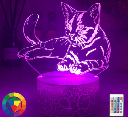 3D illusie nachtlampje van een kat