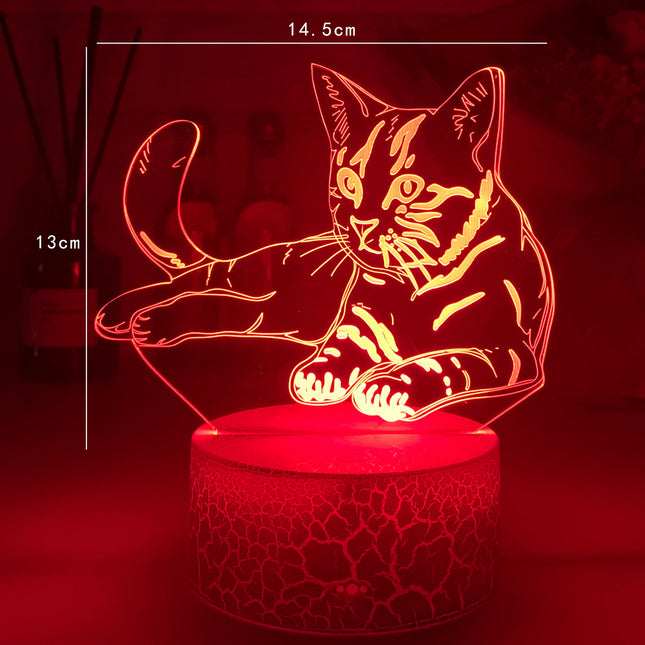 3D illusie nachtlampje van een kat