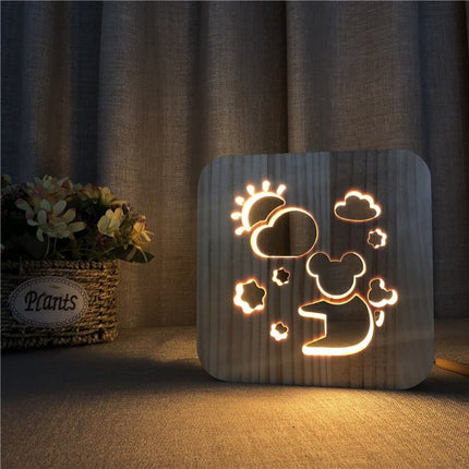 3D houten nachtlampje in koala vorm