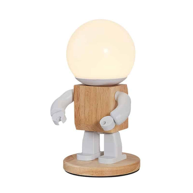 Houten robot tafellamp voor kinderkamer