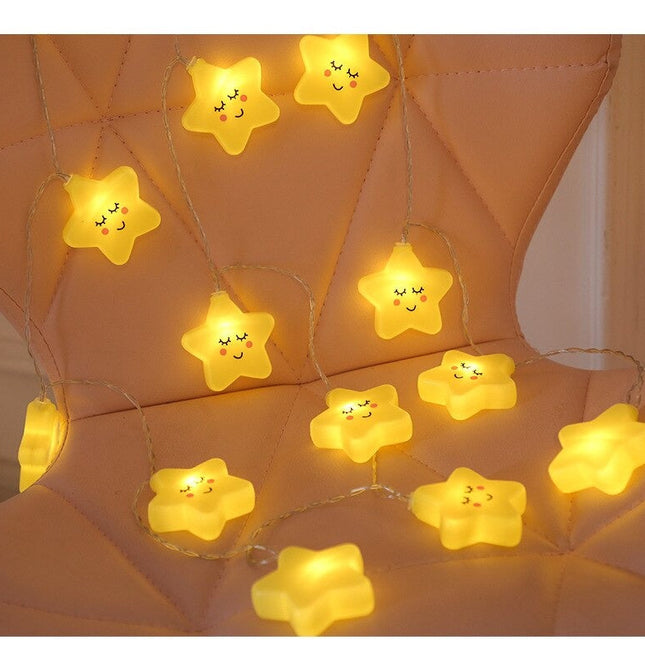 Geel LED lichtsnoer met sterretjes