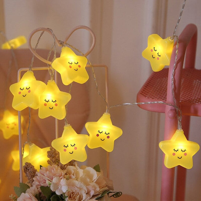 Geel LED lichtsnoer met sterretjes