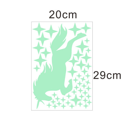 Lichtgevende muurstickers eenhoorn en sterren